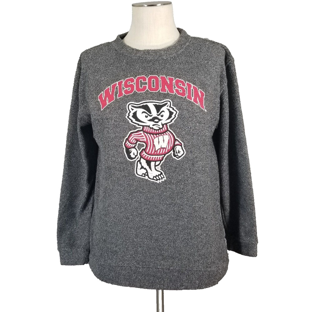 Boxercraft Wisconsin Badgers sweater sweatshirt adult small gray fleece sports